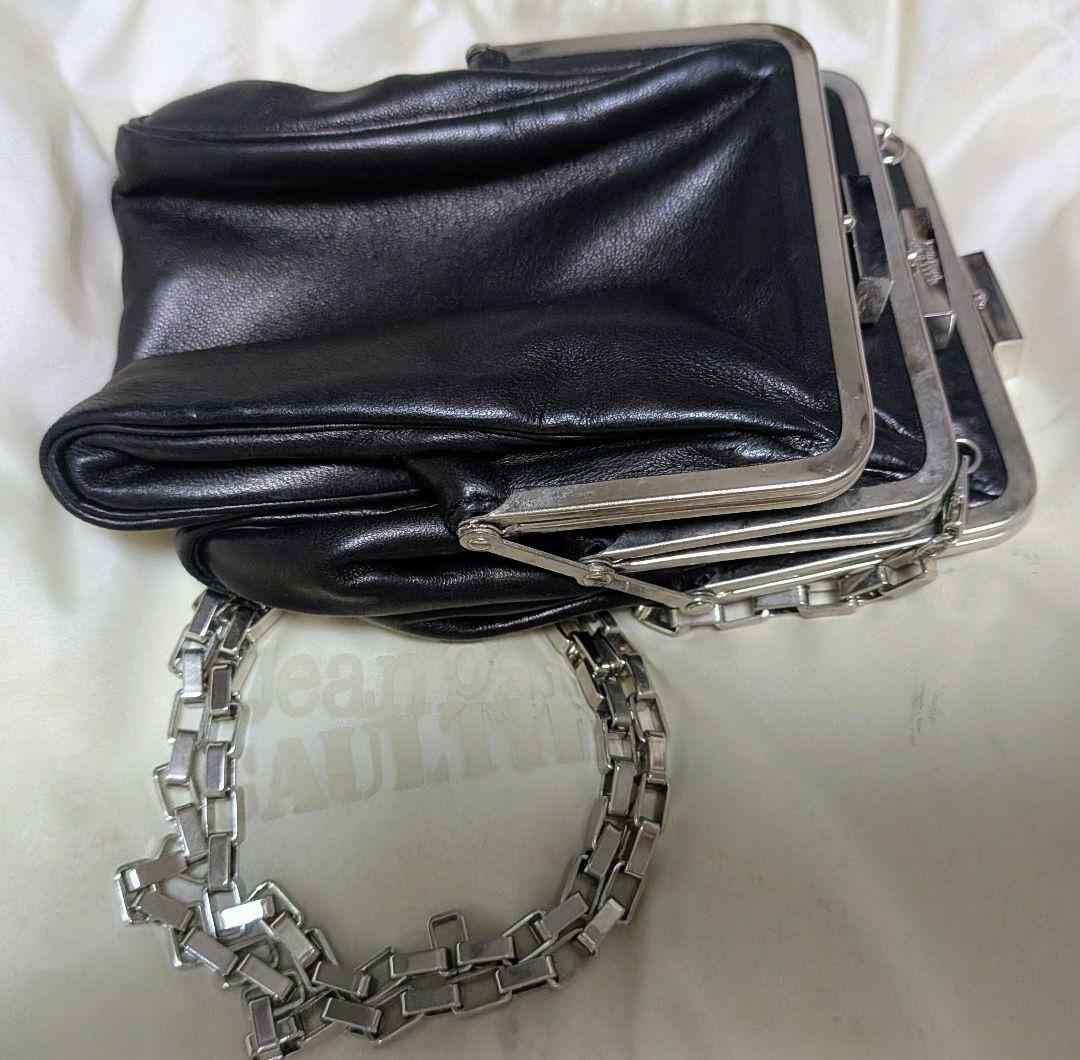 JeanPaul GAULTIER レザー３連クラッチ チェーンショルダーバッグ