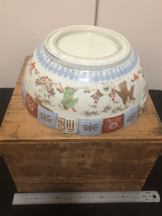 特大 人物 図 色絵大鉢　箱あり