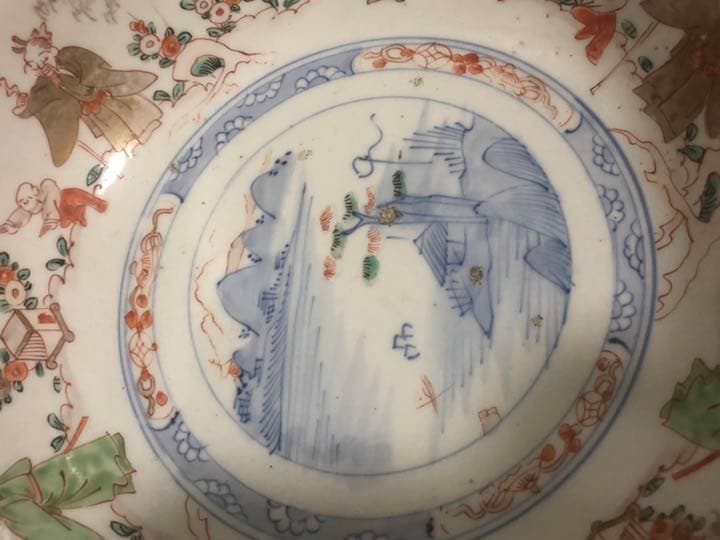 特大 人物 図 色絵大鉢　箱あり