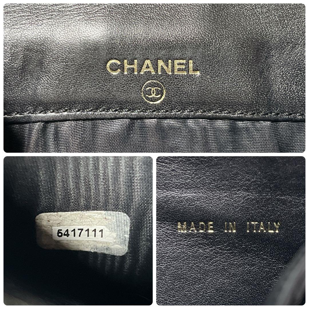 良品✨CHANEL シャネル キャビアスキン 折り財布 ココマーク ブラック