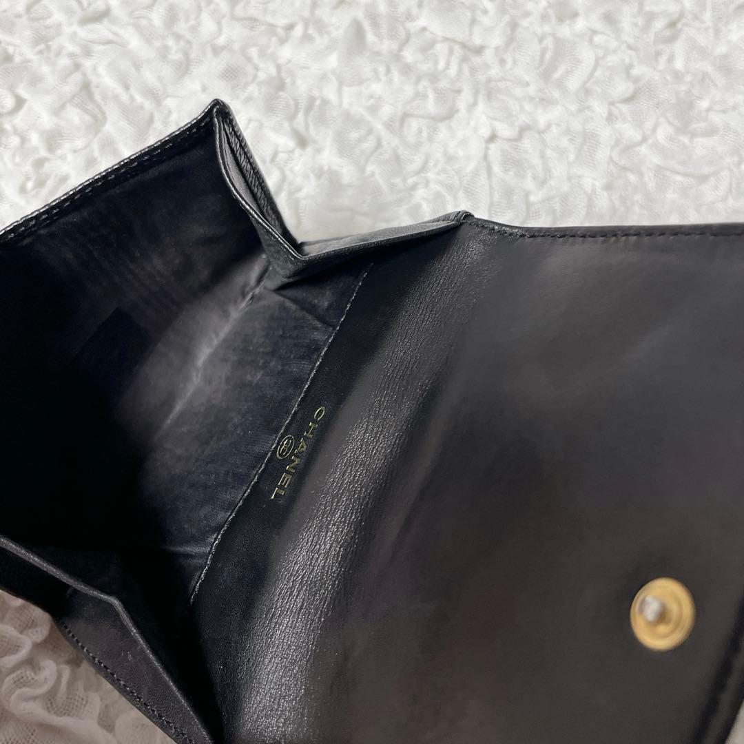 良品✨CHANEL シャネル キャビアスキン 折り財布 ココマーク ブラック