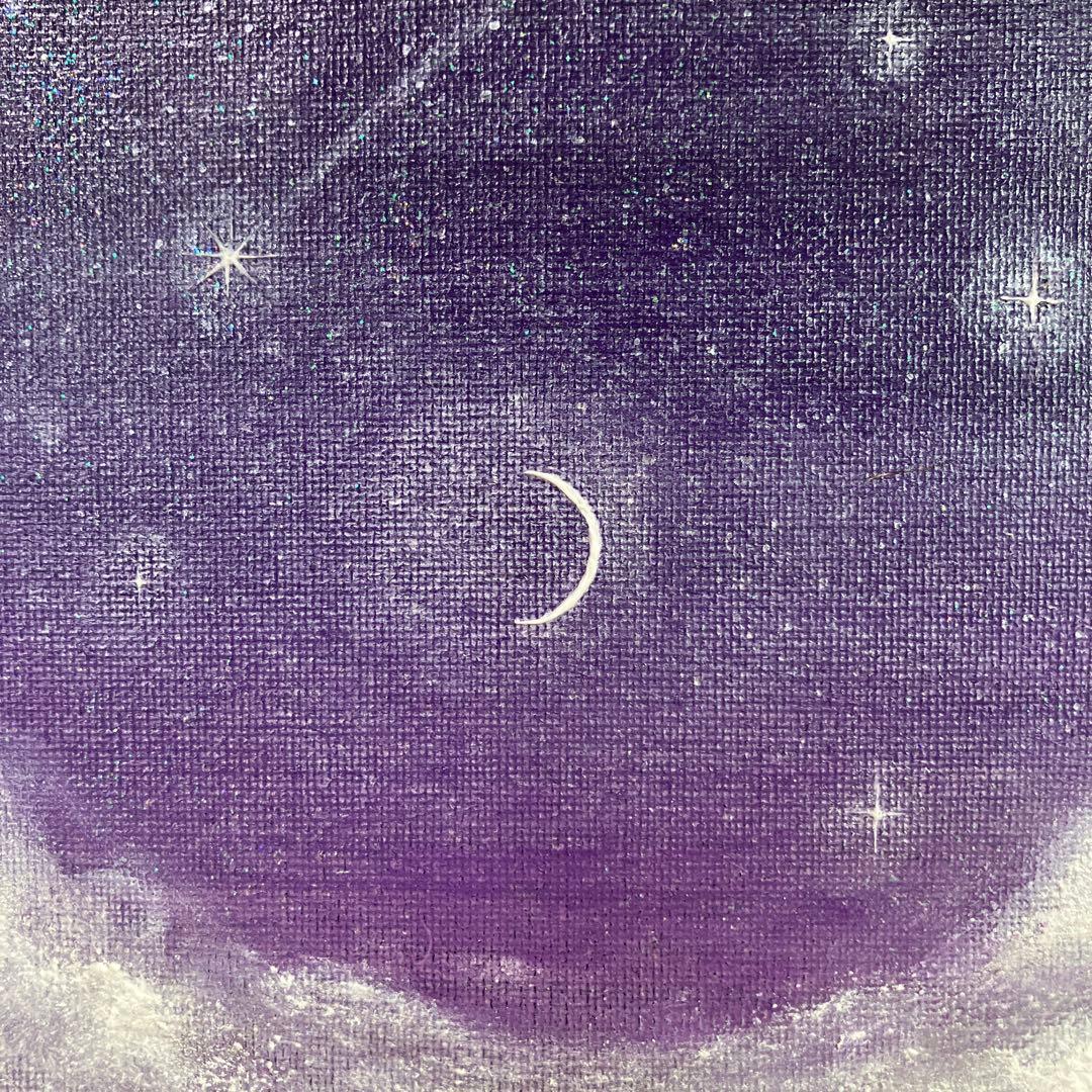 絵画　アクリル画　原画　星降る月夜に願う　海　星月夜　テクスチャーアート　S.I