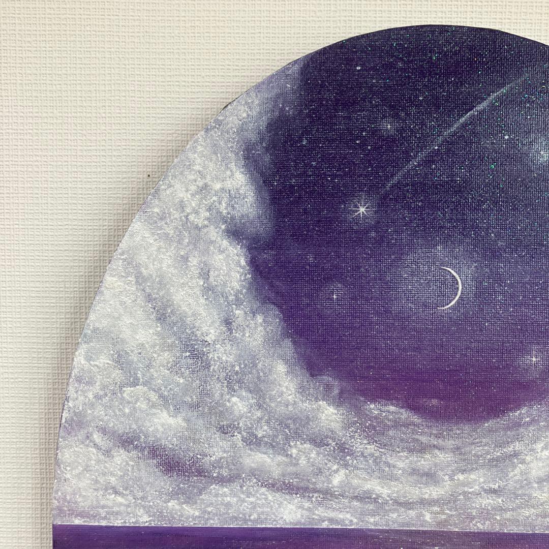 絵画　アクリル画　原画　星降る月夜に願う　海　星月夜　テクスチャーアート　S.I