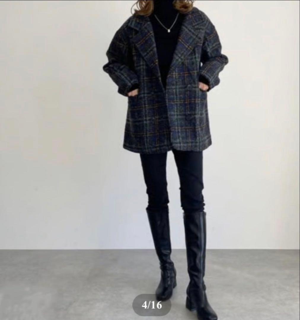 MaiA♡ retro tweed check chester coat