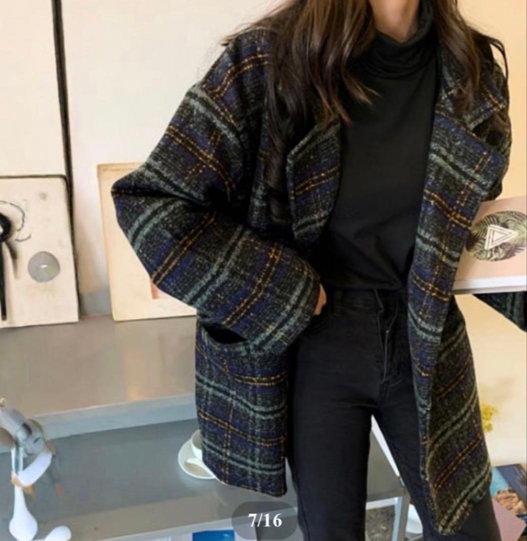 MaiA♡ retro tweed check chester coat