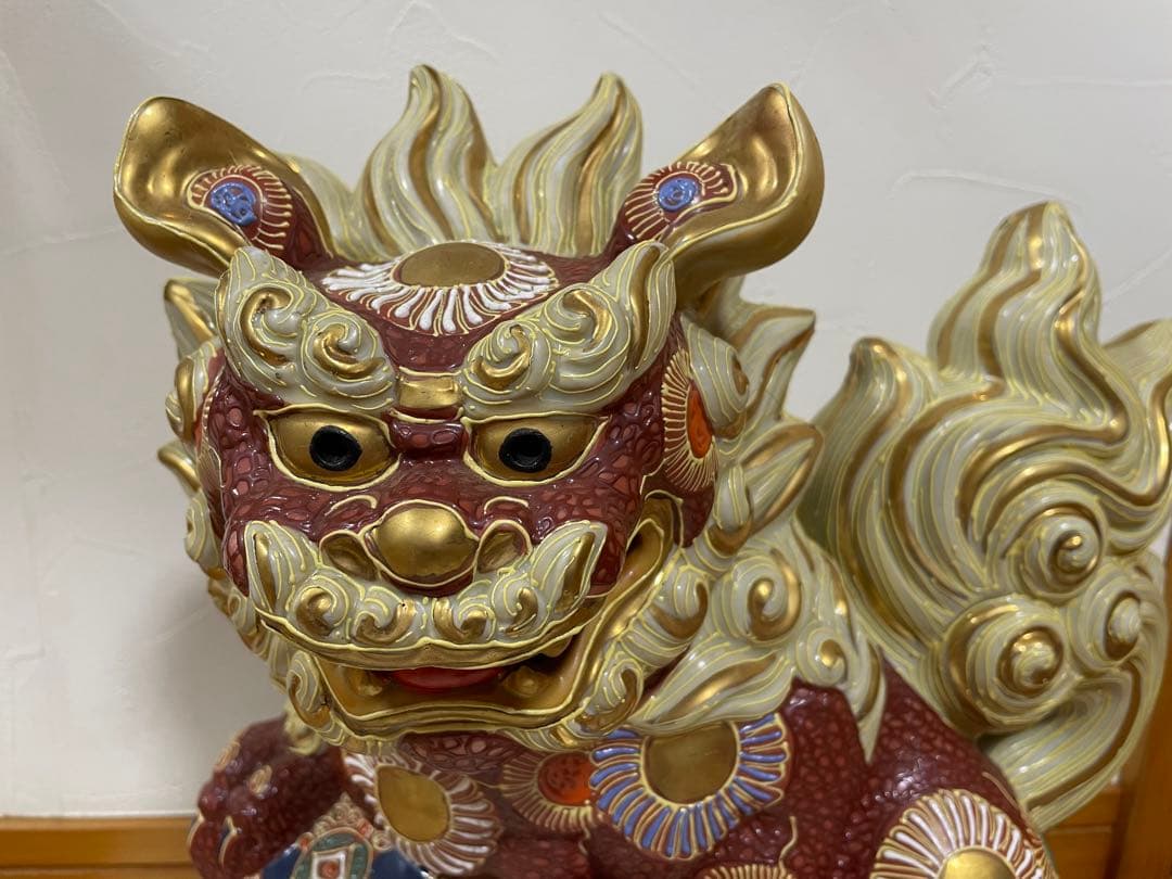 陶器製獅子の置物　エコメルカリ便、お願い致します