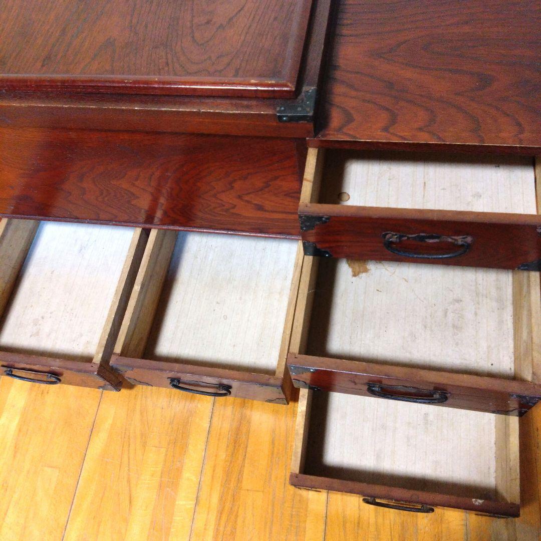 昭和レトロなアンティーク　　木製長火鉢　引き出し付