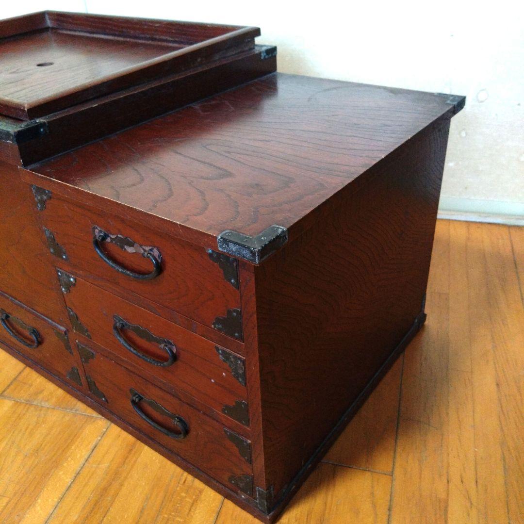 昭和レトロなアンティーク　　木製長火鉢　引き出し付