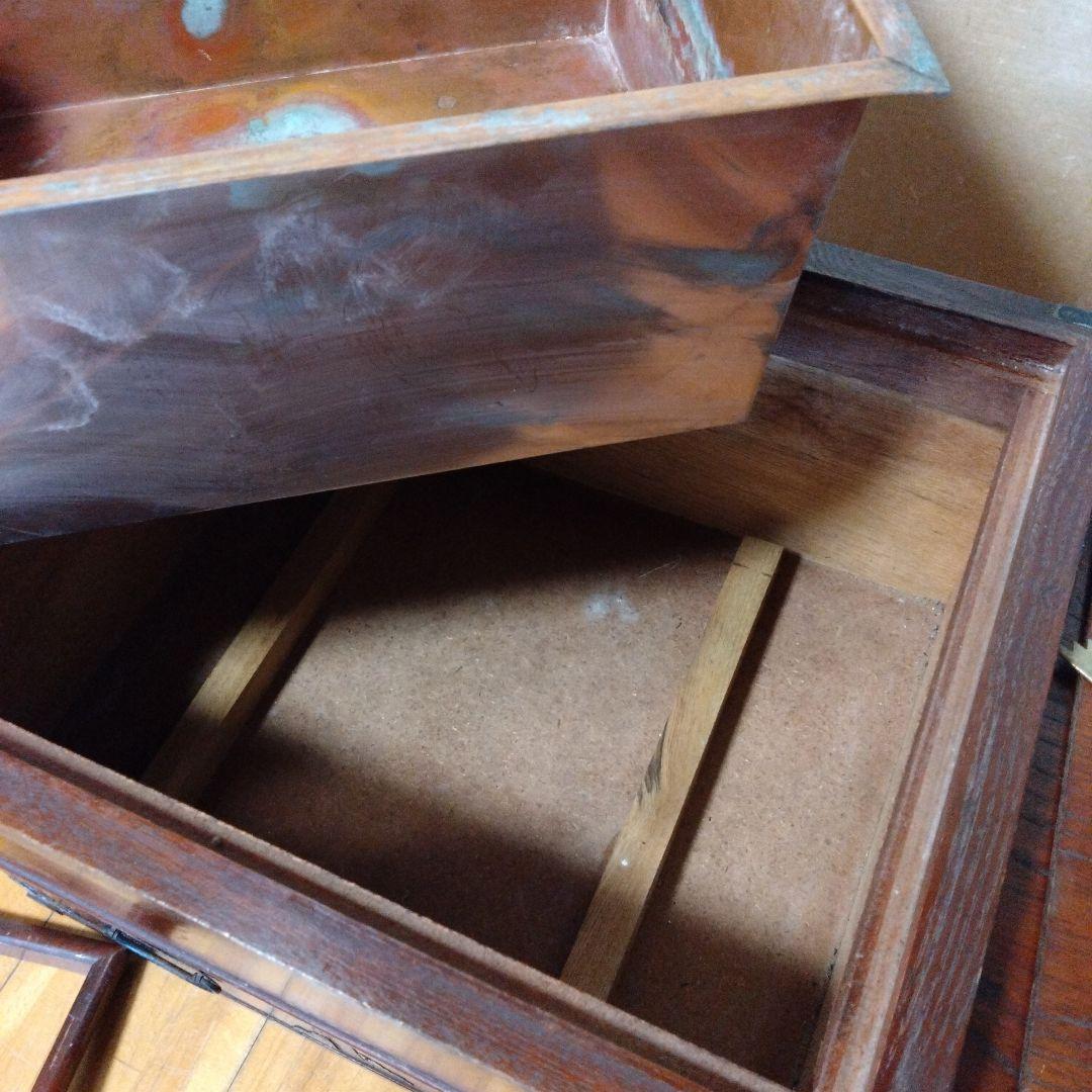 昭和レトロなアンティーク　　木製長火鉢　引き出し付