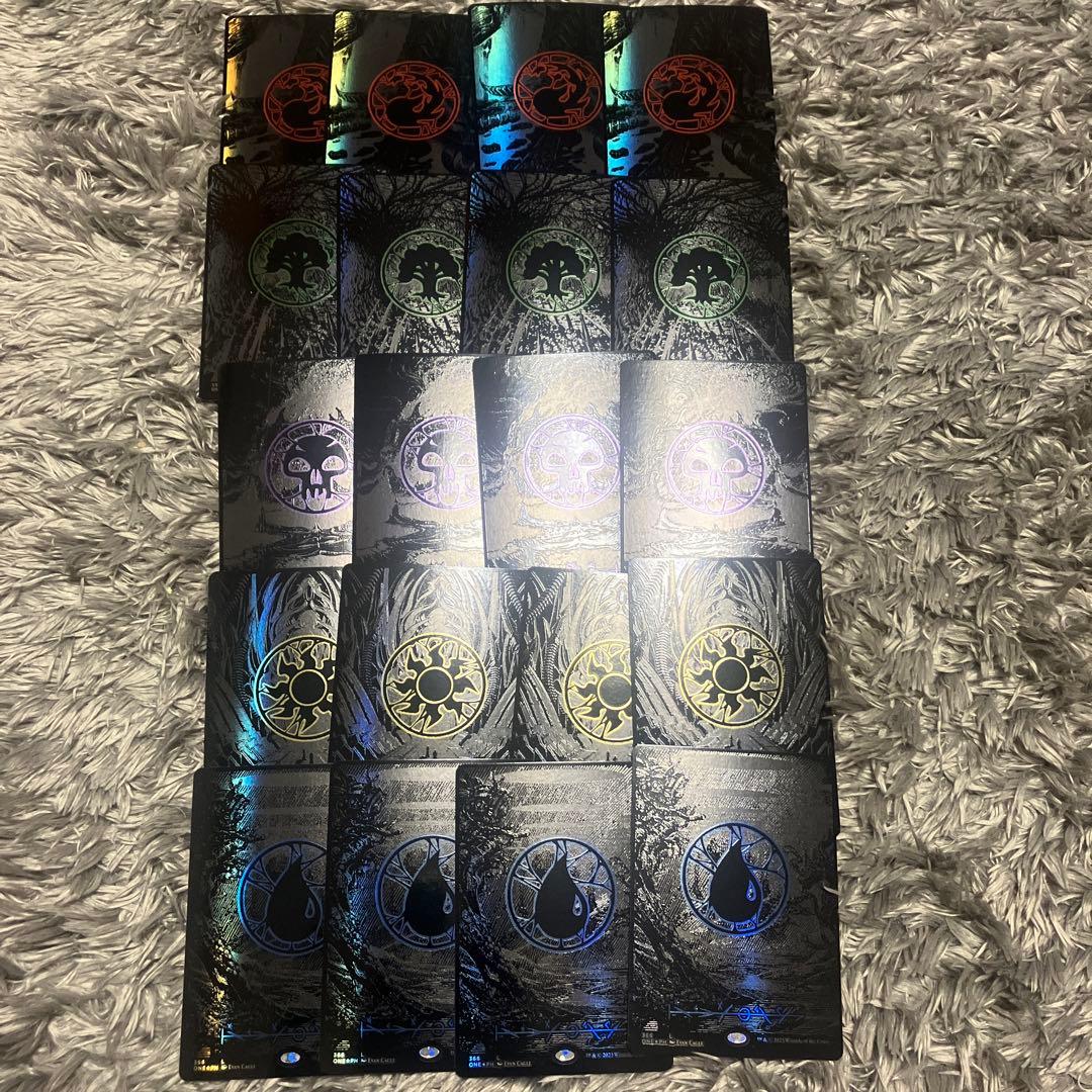 MTG オイルスリックFoil 　平地　島　沼　山　森　各4枚ずつ