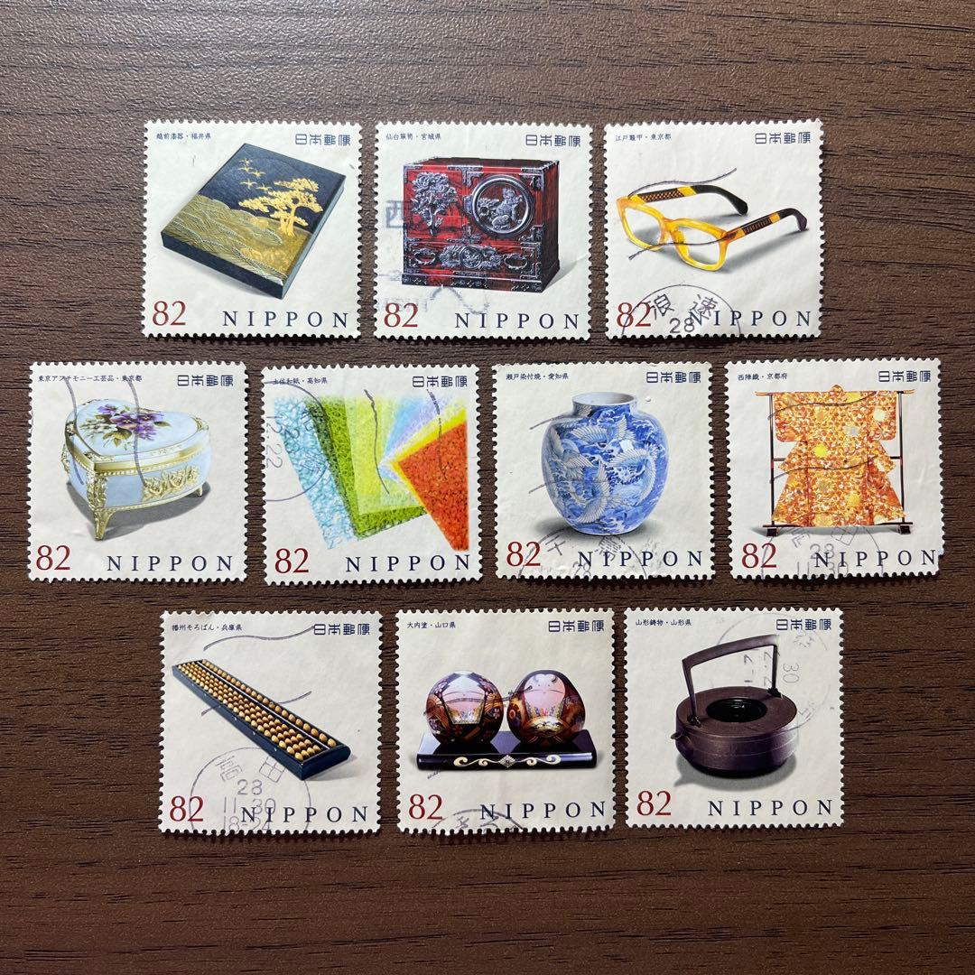 日本の古切手　美しい伝統工芸品 その6　10枚