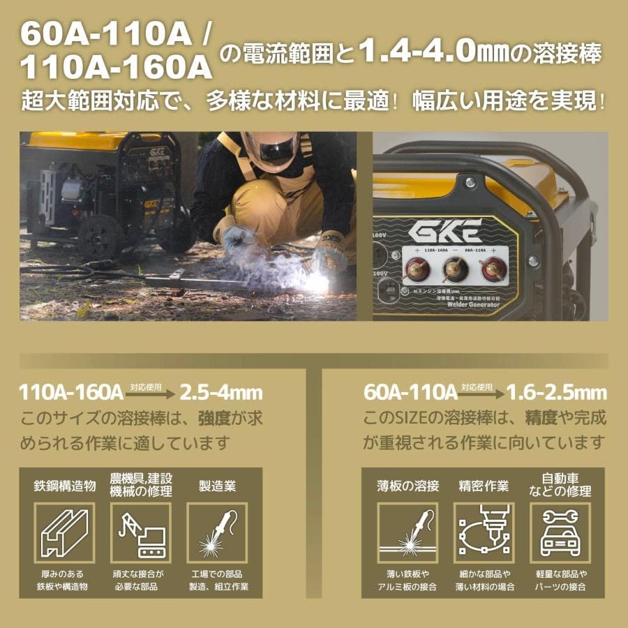 エンジン溶接機 発電機兼用溶接機 ガソリンエンジン溶接機 100V