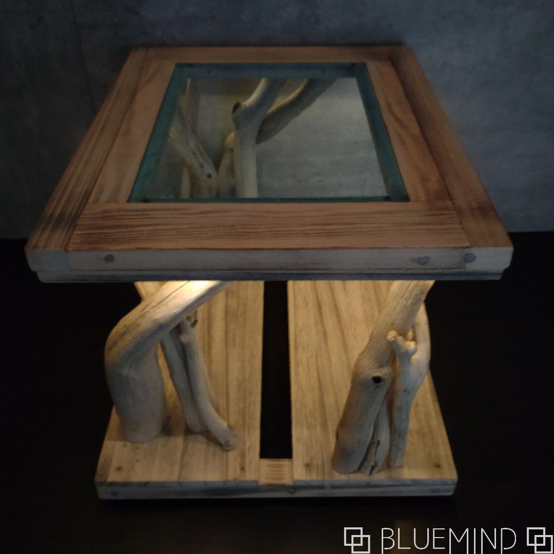 No.1163 アクリル×流木の間接照明付きローテーブル 流木インテリア