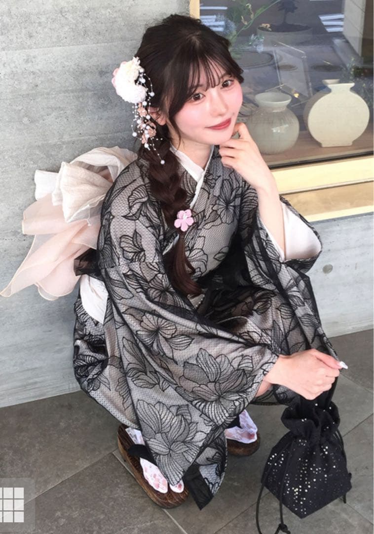 GRL 2Wayチュール花柄セパレート浴衣 tu1512 帯飾り レース