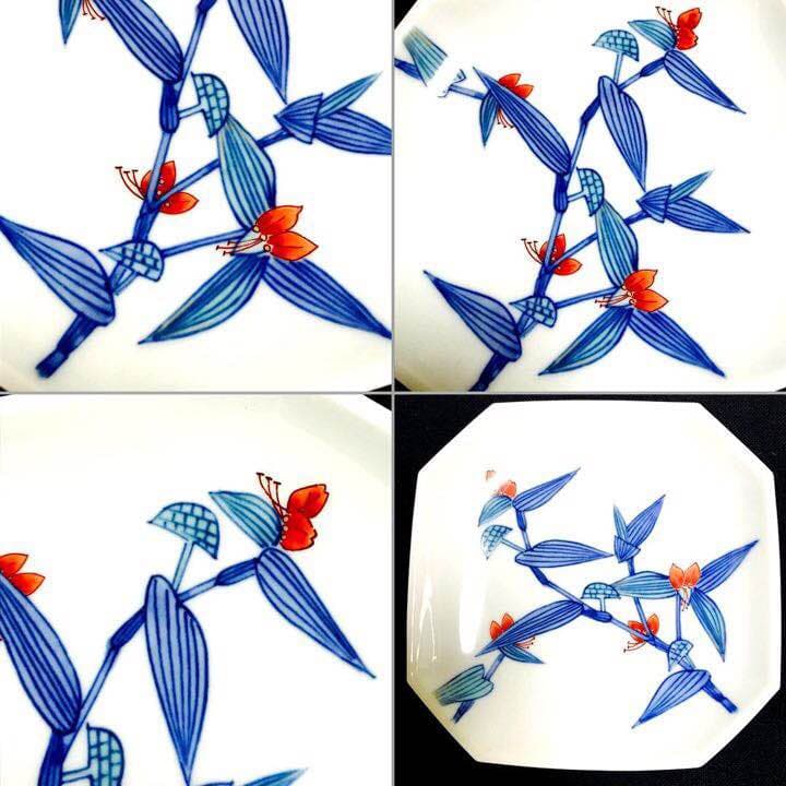 有田焼　今泉今右衛門　平皿　角皿　銘々皿　4枚セット