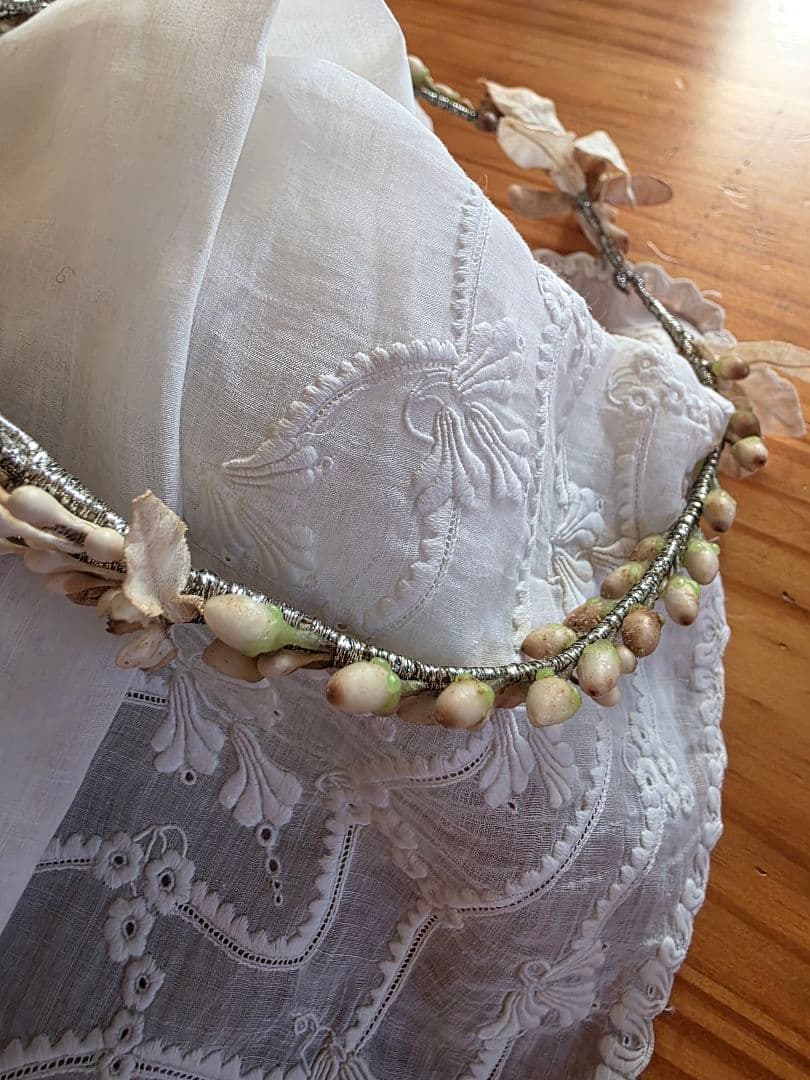 フランスアンティーク　ワックスフラワー　ティアラ　マリアージュ