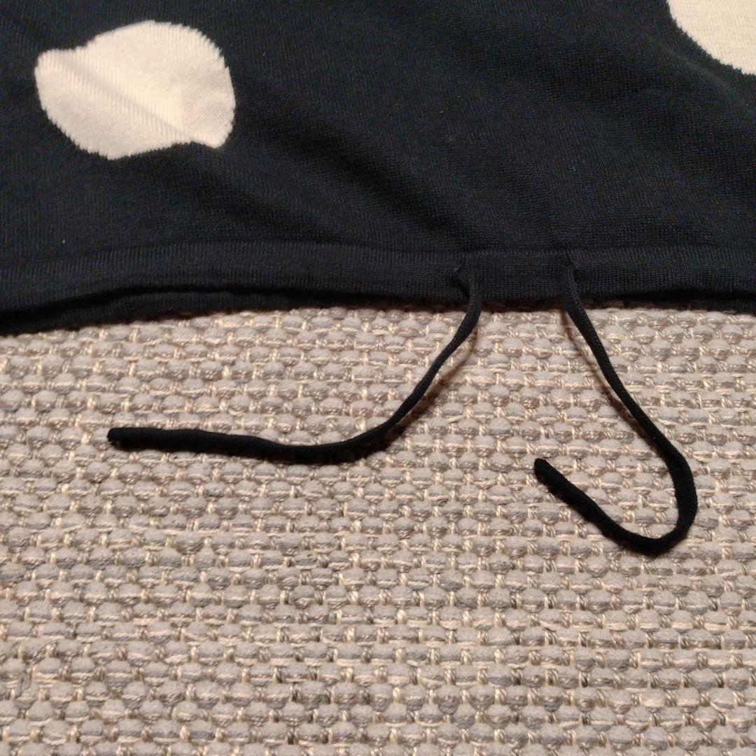 Y's ワイズ ポルカドット 変形ノースリーブニットトップス 黒 ブラック