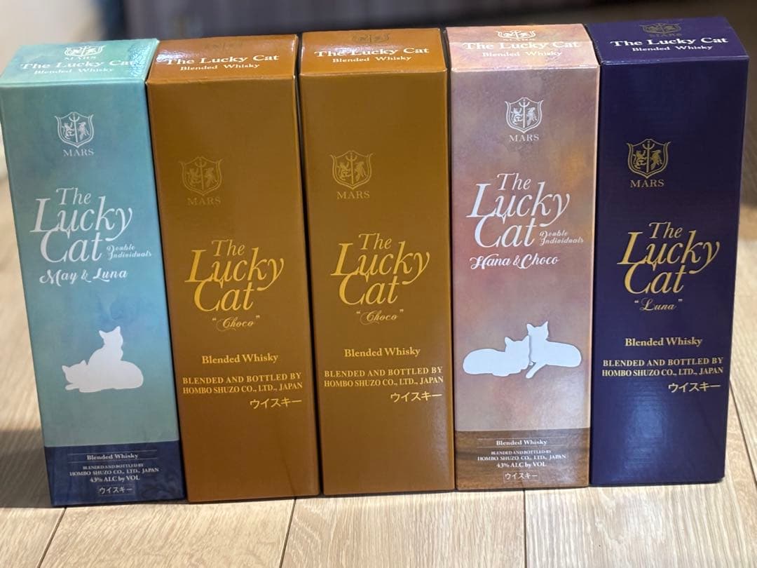 ラッキーキャット５本セット　ルナ・ハナ&チョコ・メイ&ルナ・チョコ