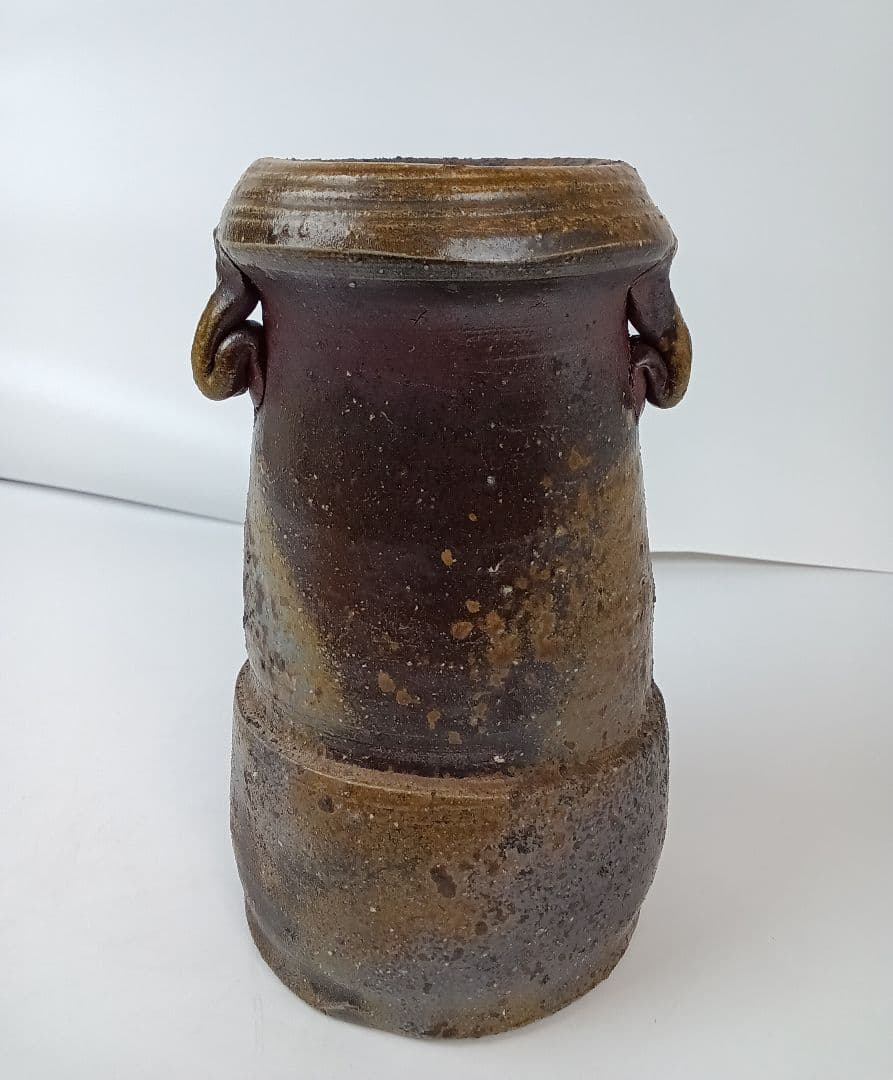 備前焼 耳付花入 花器 花瓶【人間国宝 伊勢崎淳】茶道 華道 美術品 工芸品