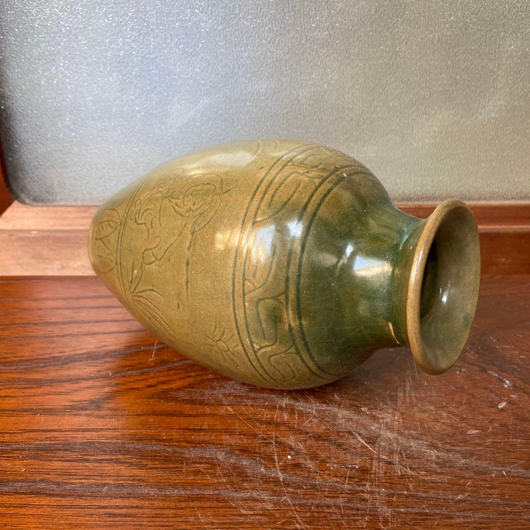 耀州窯青磁人物図花入 宋時代まとめて4点