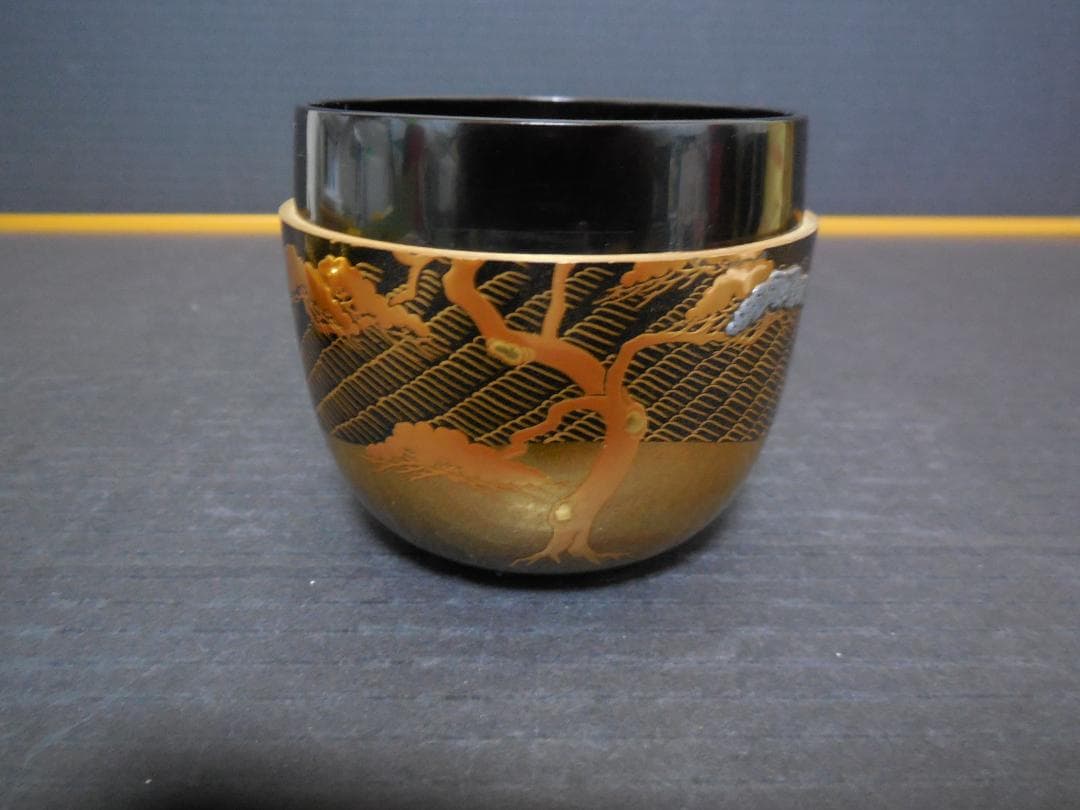 茶道具　中村宗尹　作　棗　　甲金蒔地　松波蒔絵　　共布・共箱・しおり