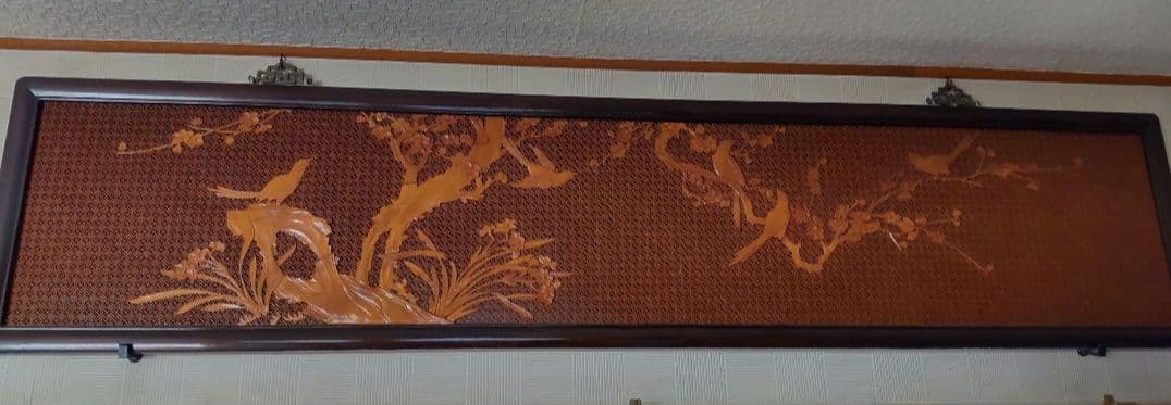 和風鳥の彫刻装飾品 182x40cm
