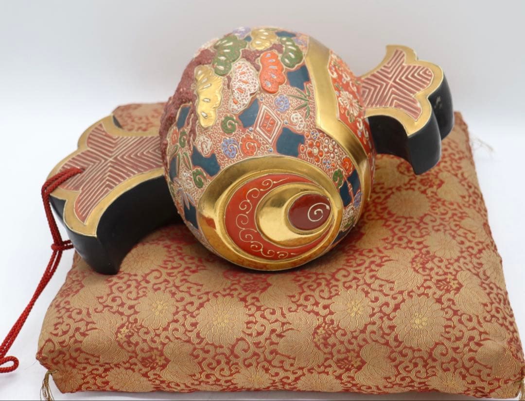 九谷焼　打ち出小槌　敷付　松竹梅　縁起物　置物　送料込み251023