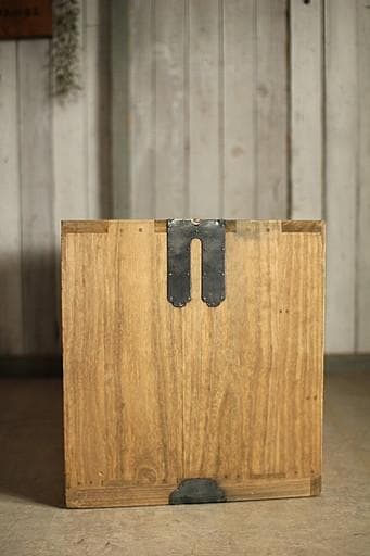 古いガラス戸棚×木製小引き出し3杯　食器棚　タンス　収納　古家具　古民家