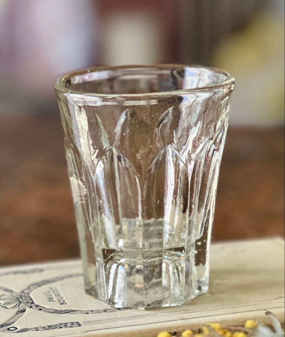 アンティーク　剣先コップ　ウランガラス　和ガラス　古道具　大正ロマン