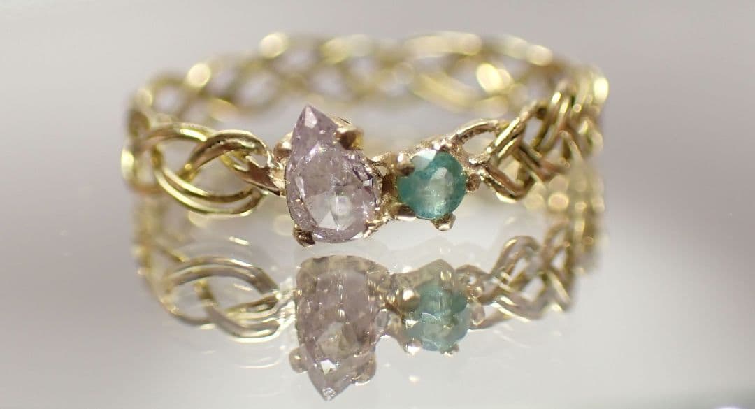 美しいリングさん★ピンクダイヤモンド&バターリャパライバトルマリン18Kリング★