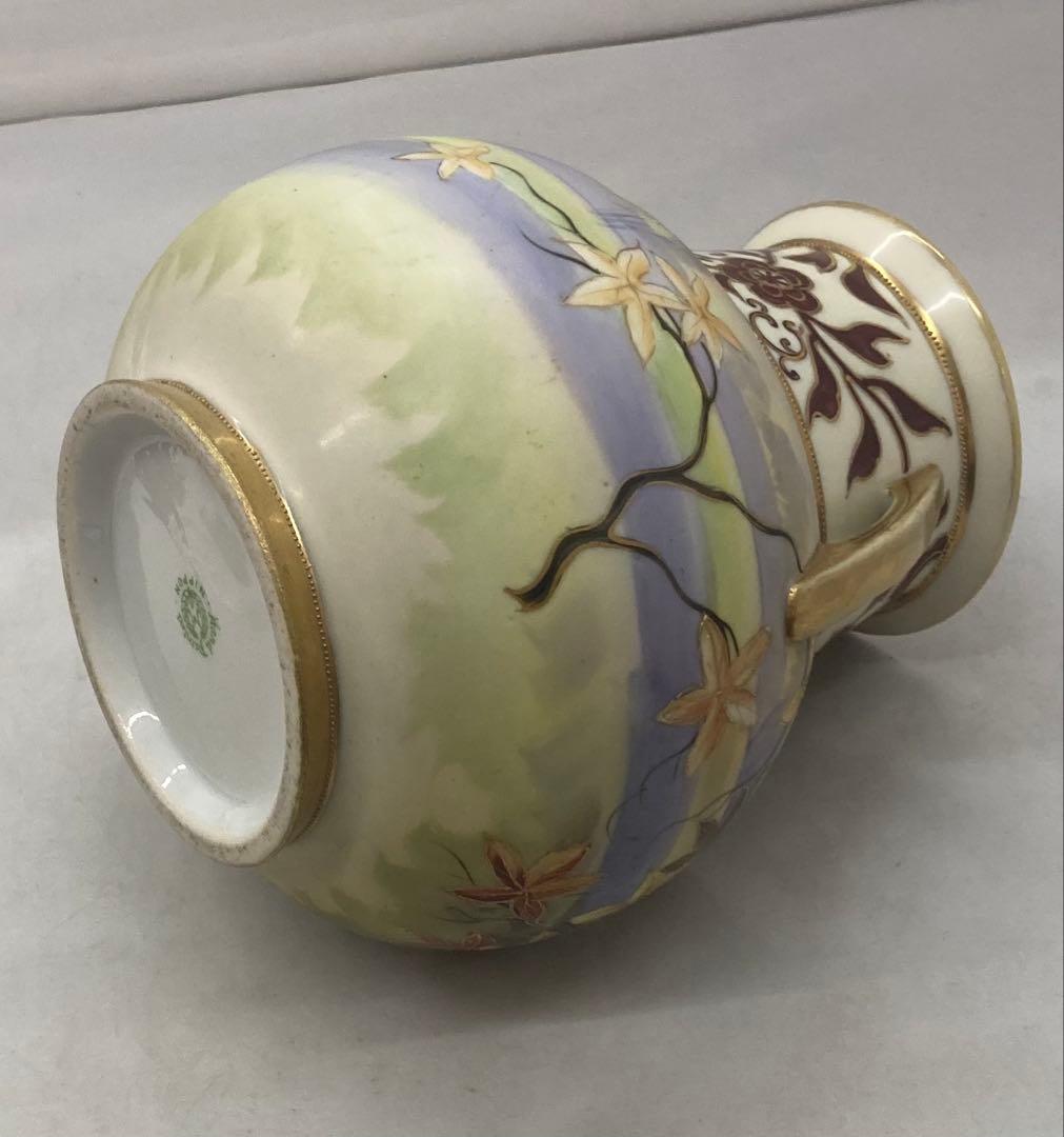 B411s「花のある風景図 花生」オールドノリタケ　ハンドペインティング