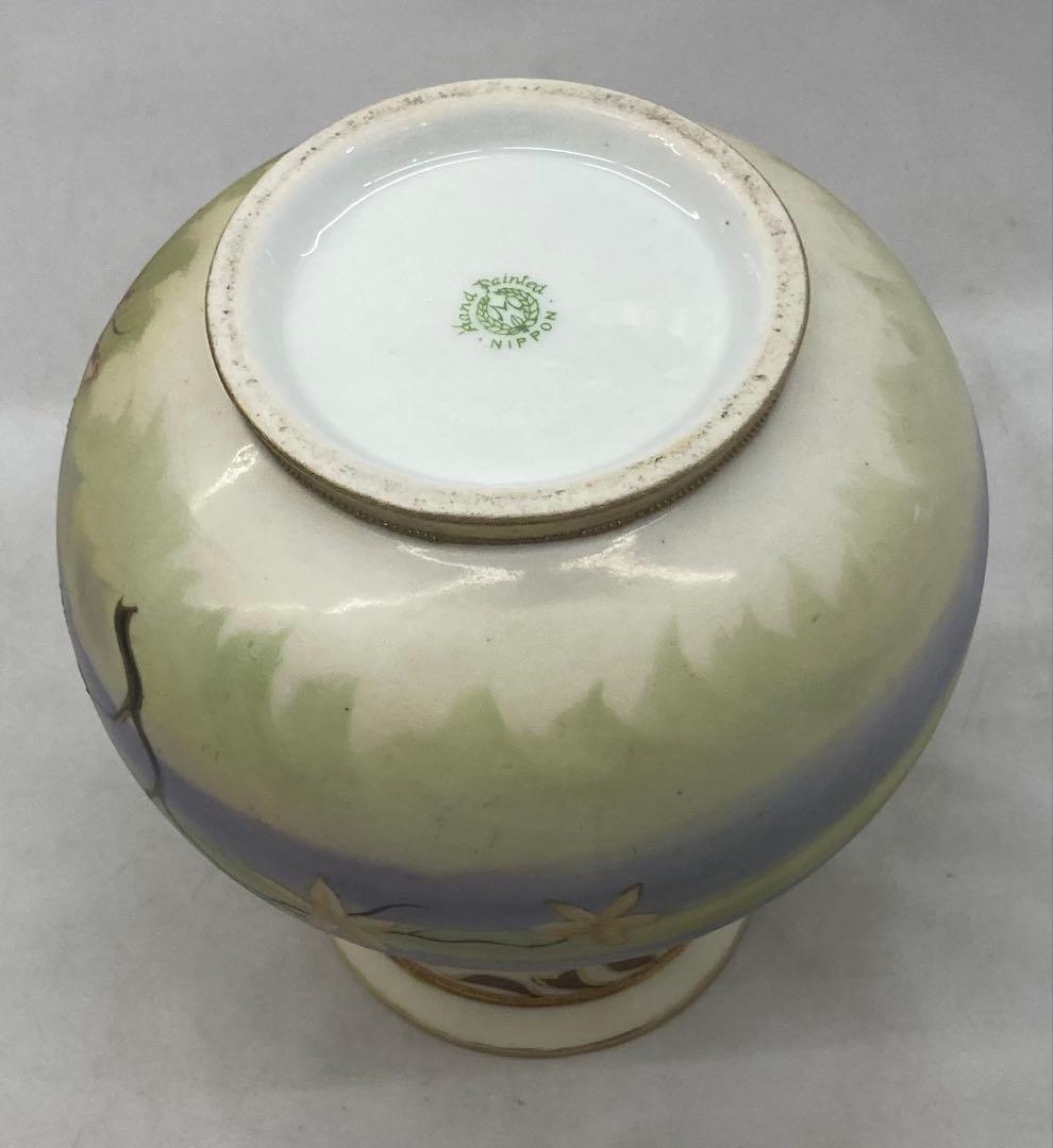 B411s「花のある風景図 花生」オールドノリタケ　ハンドペインティング