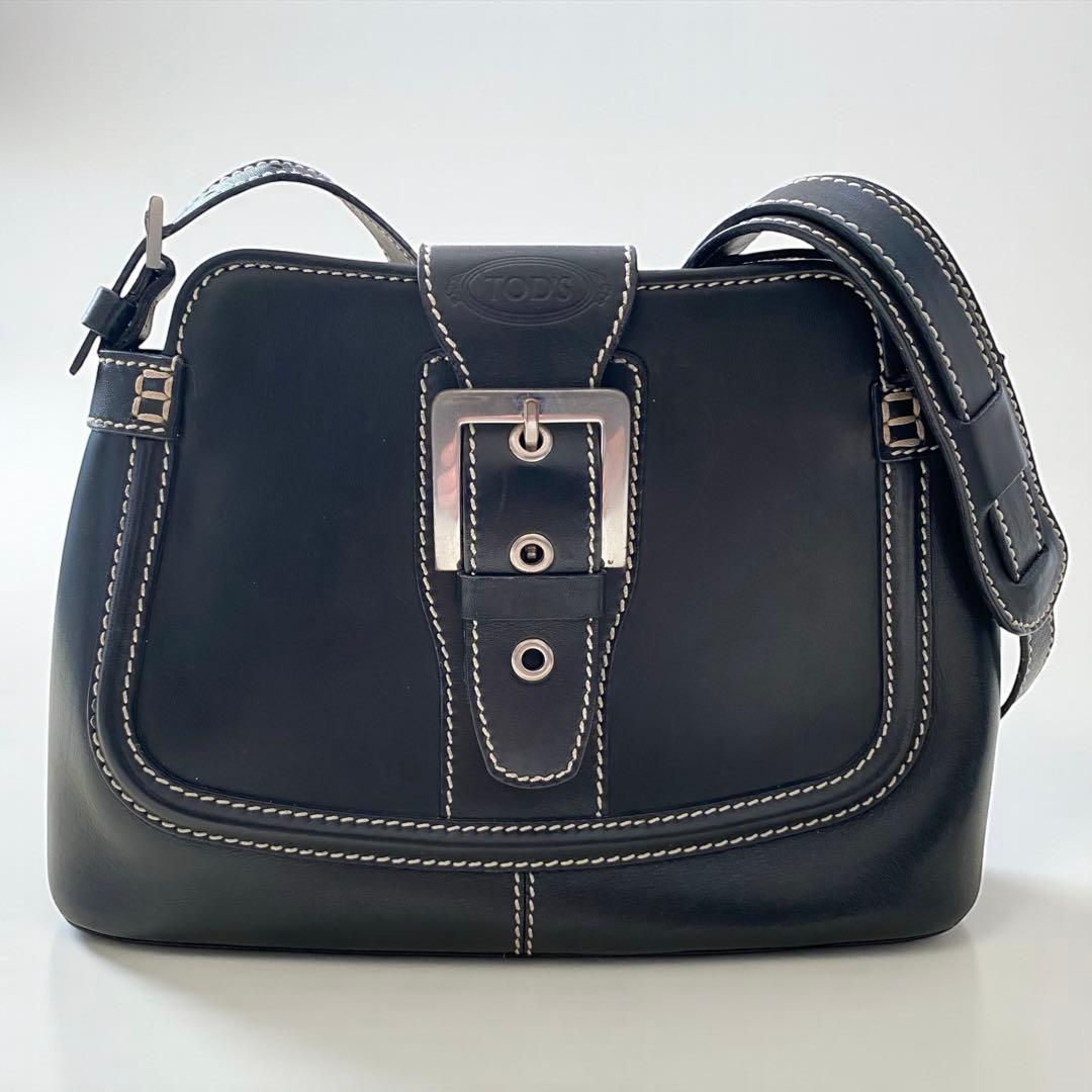 TOD'S トッズ【美品】ベルトバックル レザーショルダーバッグ ビンテージ