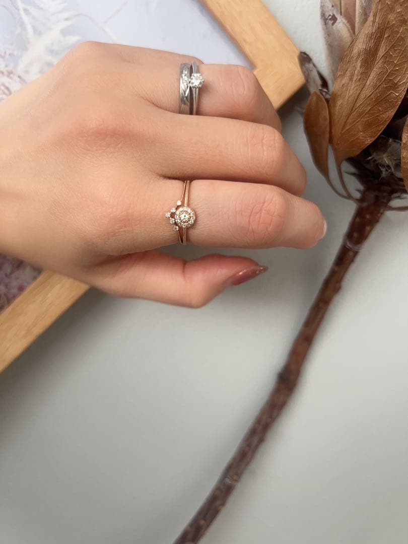 K10YG ダイヤモンドリング　2本SET