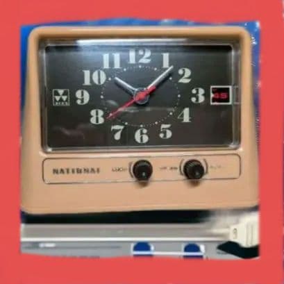 ナショナルNational 電気時計 スペースエイジ昭和レトロ赤針未使用丸み
