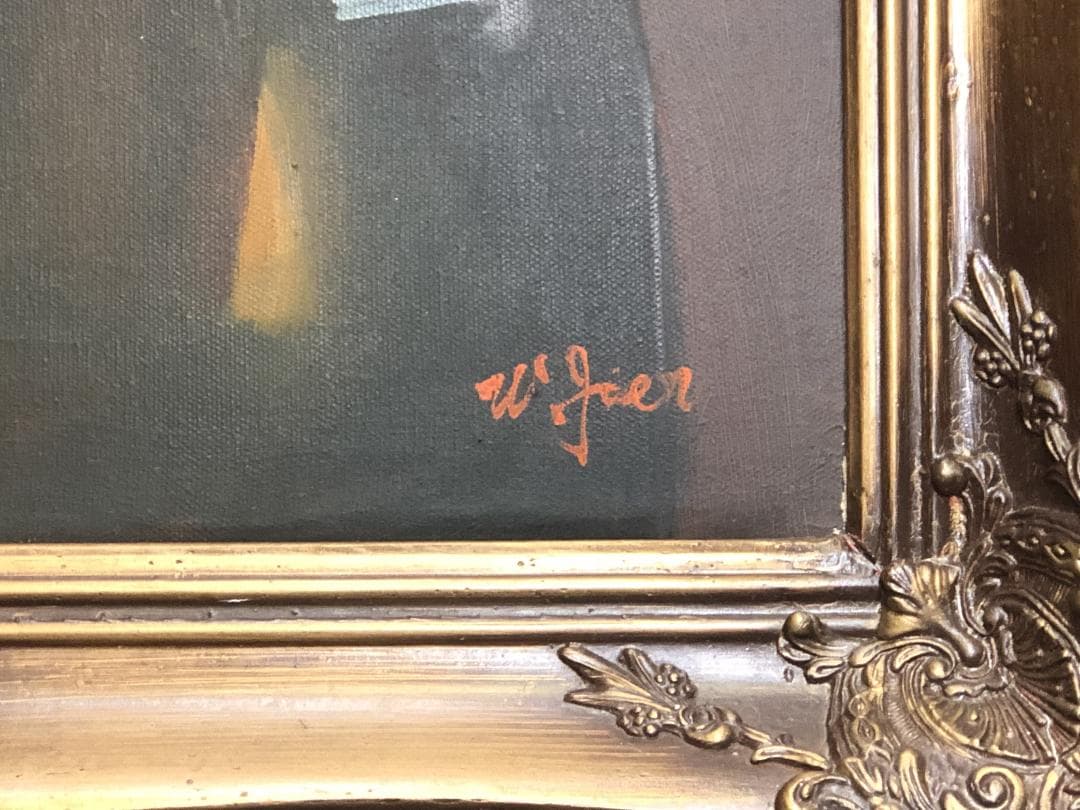 【 フェルメール『真珠の耳飾りの少女』】　肉筆複製画　額73.5×58.1ｃｍ