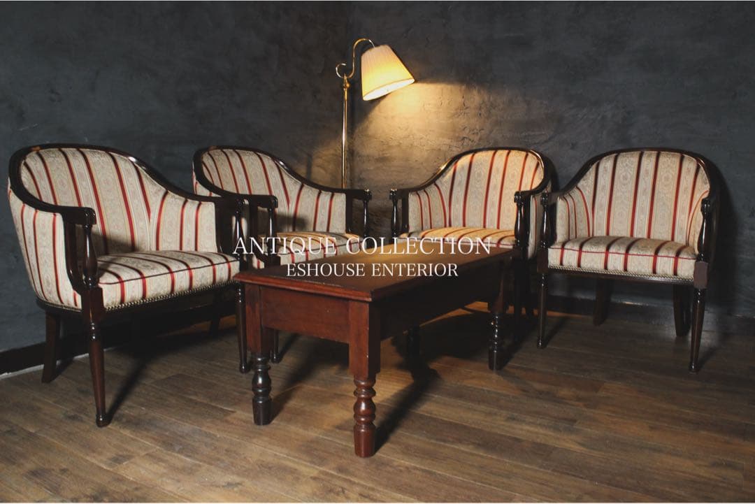 首都圏送無料〜輸入アンティーク家具 足高ソファ4＋イギリス テーブル　セット割