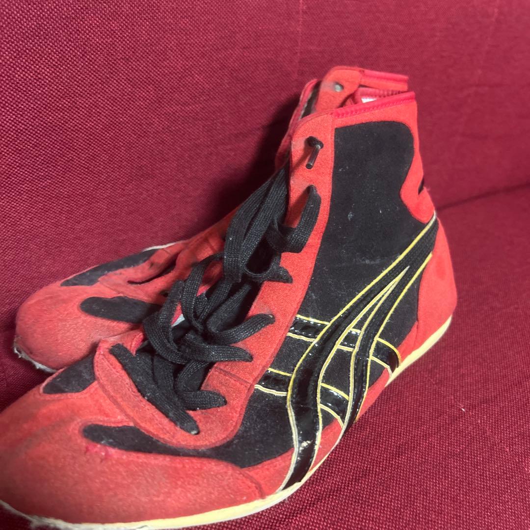 ASICS レスリングシューズ レッド/ブラック ハイカット