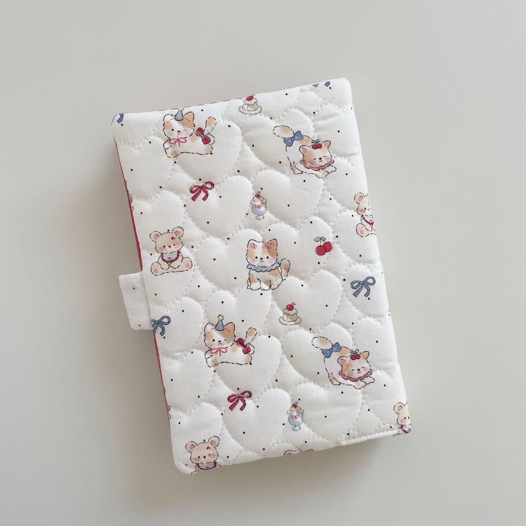 早い者勝ち　韓国　貯金　バインダー　カバー　リフィル　猫　赤ボーダー