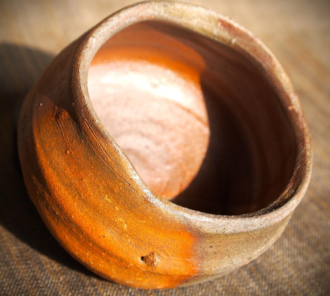 人気作家★中村和樹【師：中村真・中村六郎】★備前【窯変】ぐいのみA★共箱・布