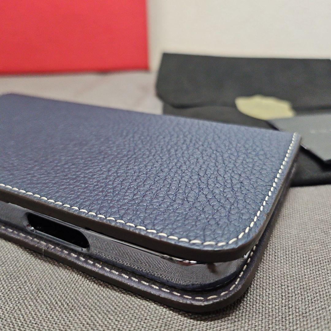 美品 BONAVENTURAボナベンチュラ iPhone用手帳型ケース ネイビー