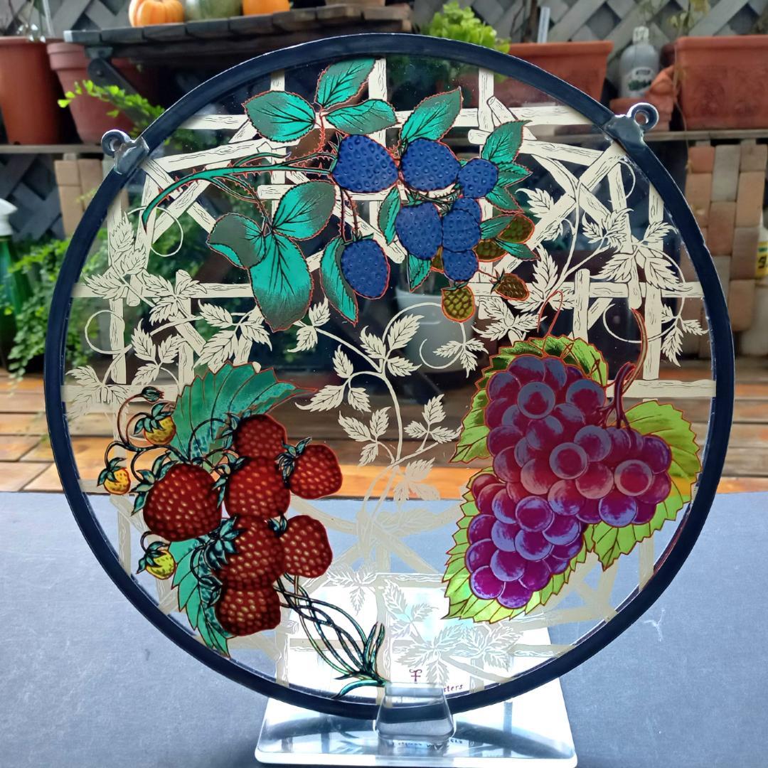 大判アメリカ ステンドグラス Berries＆Grapes グラスマスターズ社c
