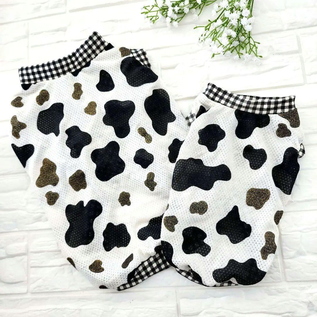 4696mama様❤️牛柄♡メッシュ♡ブラック♡タンクトップ♡ハンドメイド犬服