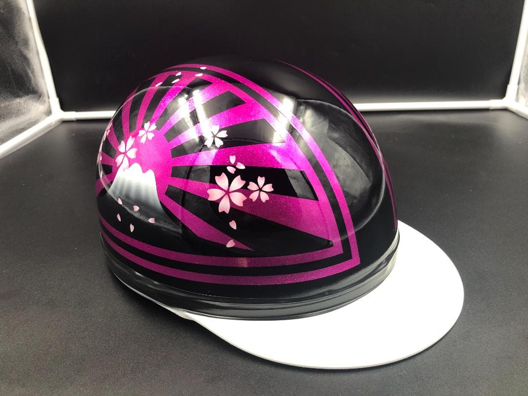 コルク半　カスタム　富士日章　三つボタン　ブラックピンク　ラメ　桜　高級クリヤ