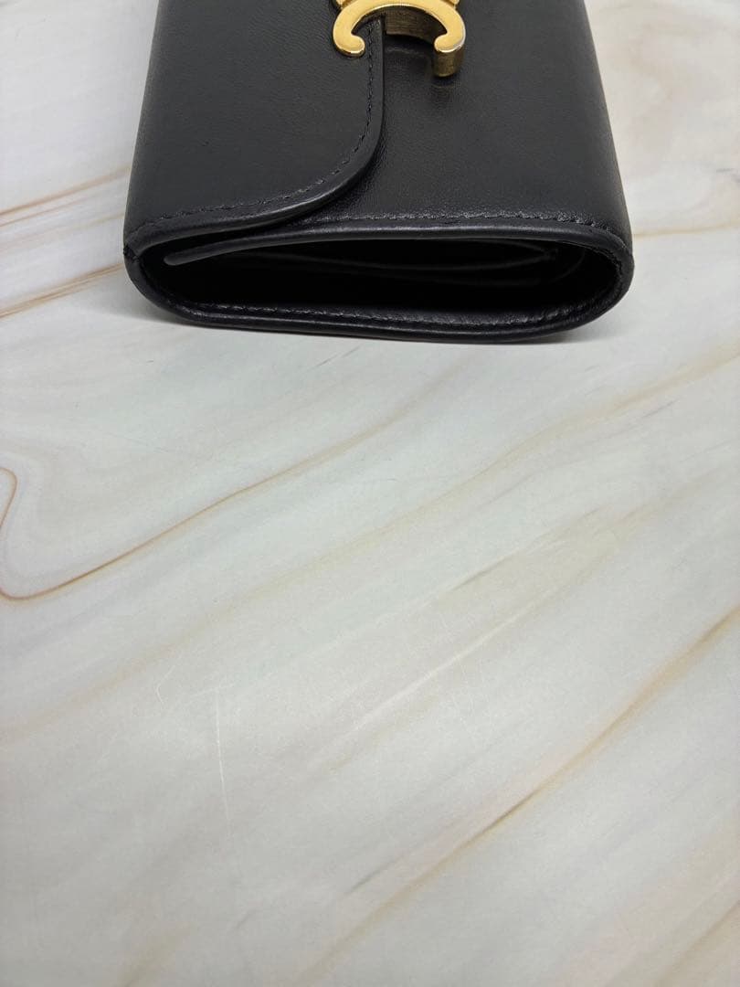 CELINE トリオンフ コンパクトウォレット ブラック 三つ折り財布