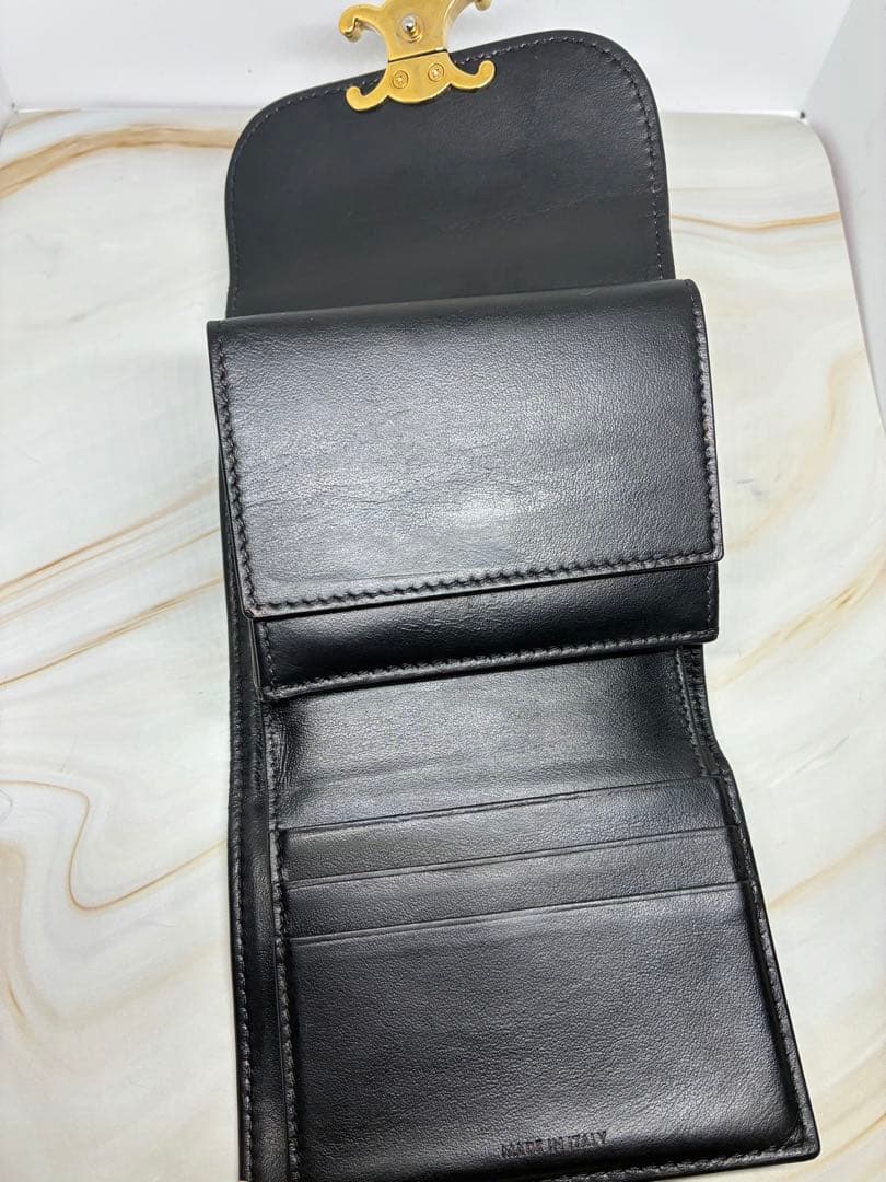 CELINE トリオンフ コンパクトウォレット ブラック 三つ折り財布