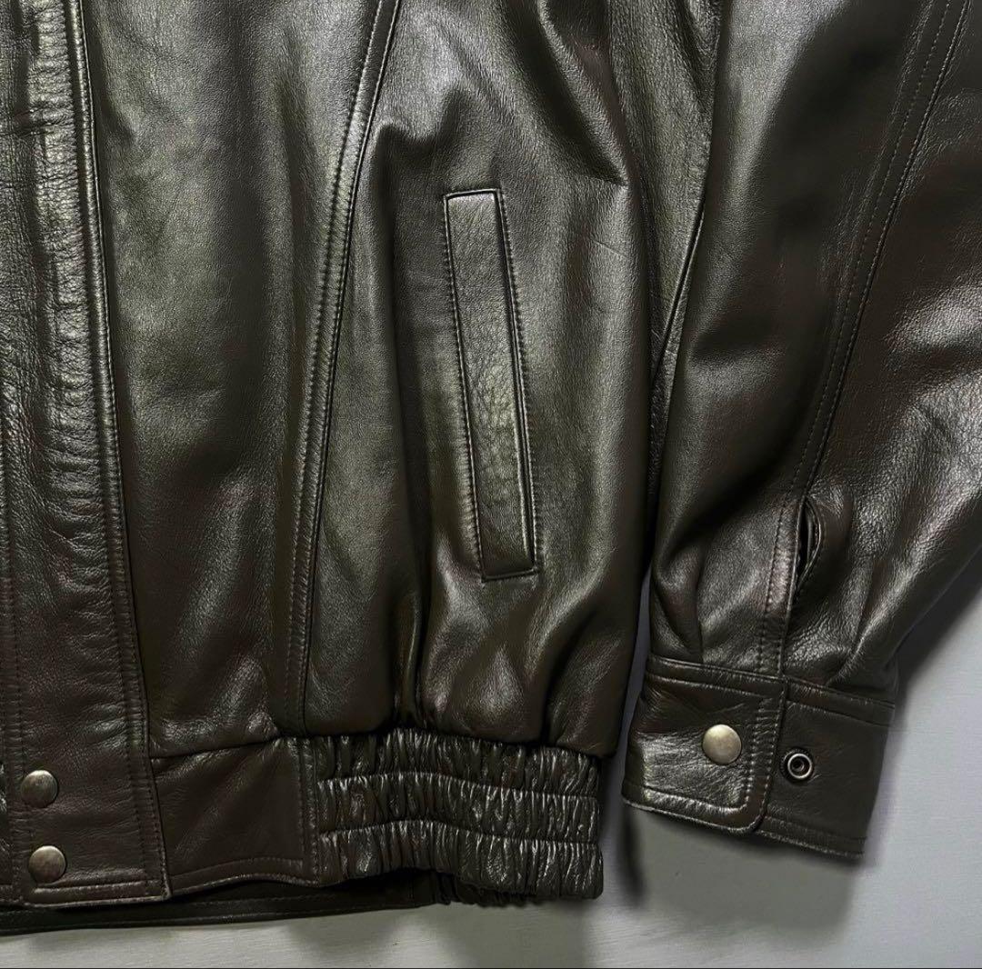 美品✨　レザーボンバージャケット　ラムレザー　オールレザー　ショート丈　XL