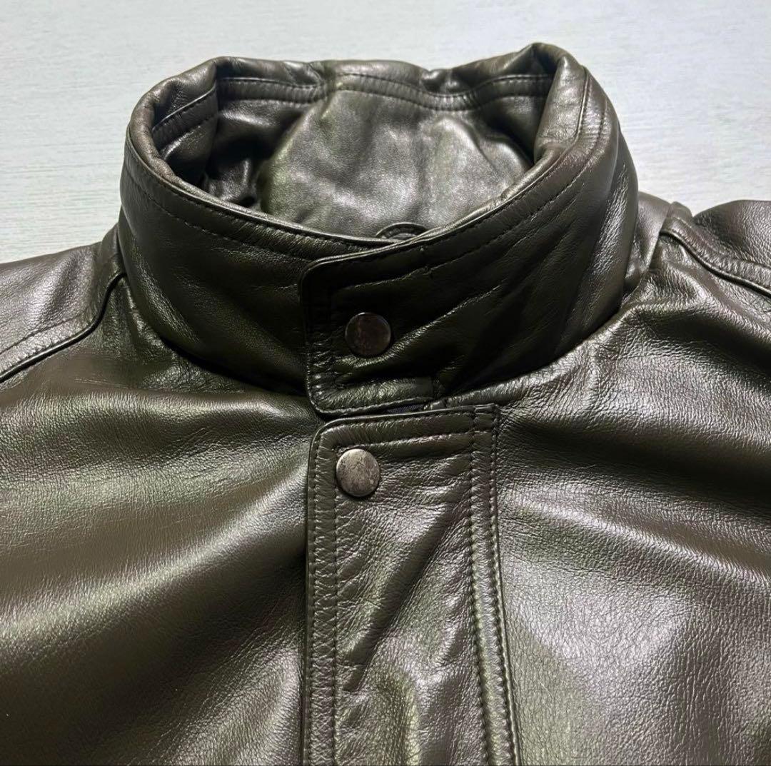 美品✨　レザーボンバージャケット　ラムレザー　オールレザー　ショート丈　XL