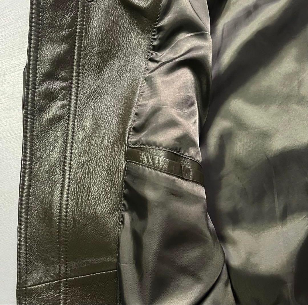 美品✨　レザーボンバージャケット　ラムレザー　オールレザー　ショート丈　XL