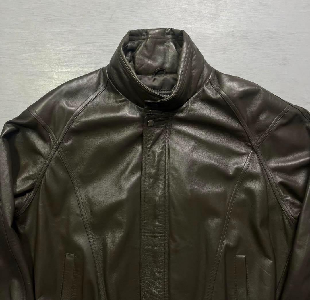 美品✨　レザーボンバージャケット　ラムレザー　オールレザー　ショート丈　XL